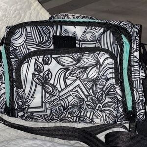 Ju-Ju-Be Black & White Floral Crossbody with Mint Trim